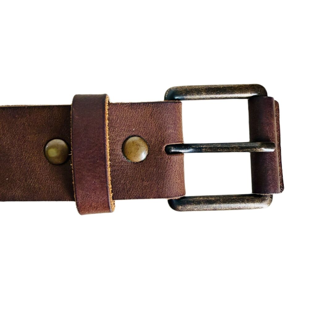 American Eagle Thick Brown Leather Belt Mens Womens Unisex 36 Supple - Picture 2 of 8